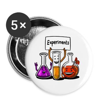 Chemie-Wissenschafts-Experimente Lustiger Schüler - Buttons klein 25 mm (5er Pack) - Weiß - Vorne