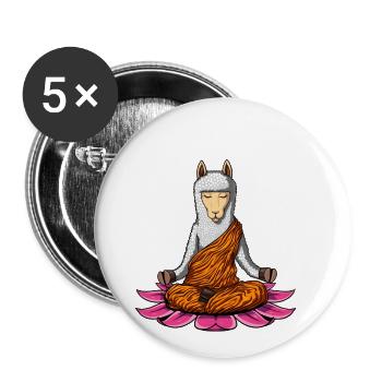 Lama Yoga Zen Alpaca Meditation Buddha Tier - Buttons klein 25 mm (5er Pack) - Weiß - Vorne