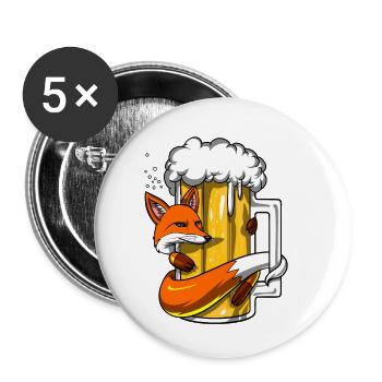Lustige Fox Bier Drinking Party - Buttons klein 25 mm (5er Pack) - Weiß - Vorne