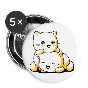 Chatons kawaii chat - Lot de 5 petits badges (25 mm) - blanc - Devant