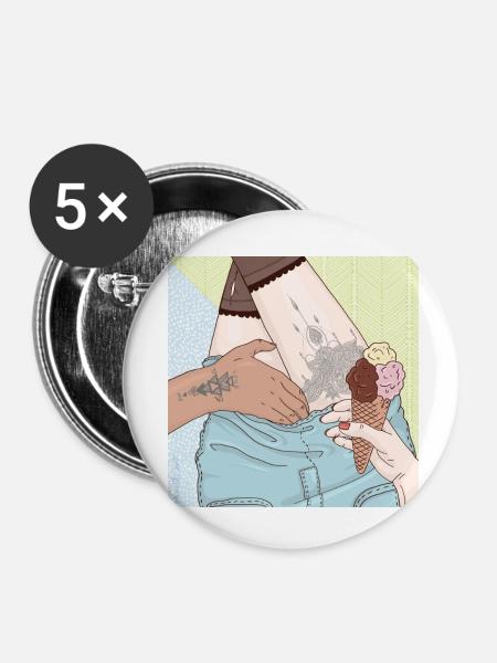 Ice-cream Summer - Buttons klein 25 mm (5er Pack) - Weiß