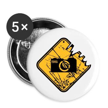 Danger warning sign camera - Buttons small 1''/25 mm (5-pack) - white - Front