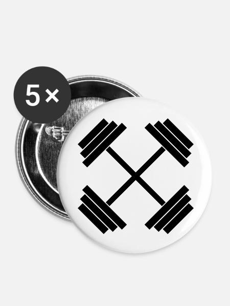 Hanteln - Buttons klein 25 mm (5er Pack) - Weiß