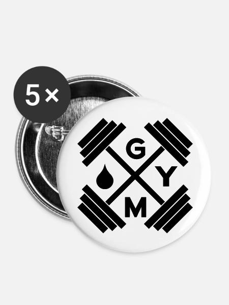 GYM - Buttons klein 25 mm (5er Pack) - Weiß