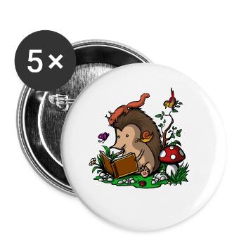Livre de lecture fantastique de hérisson avec des animaux - Lot de 5 petits badges (25 mm) - blanc - Devant
