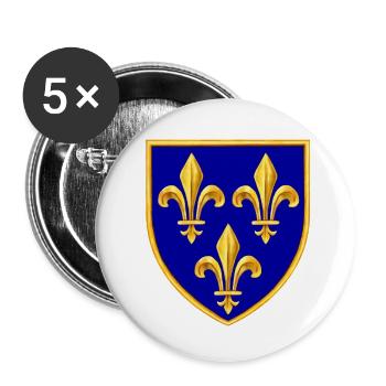 fleurs de lys - Lot de 5 petits badges (25 mm) - blanc - Devant