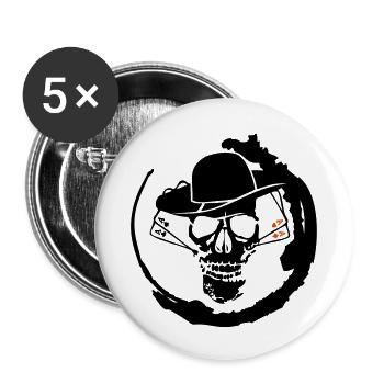 tete de mort carte poker as carré crane - Lot de 5 petits badges (25 mm) - blanc - Devant