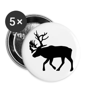 caribou - reindeer - christmas - xmas - Buttons small 1''/25 mm (5-pack) - white - Front