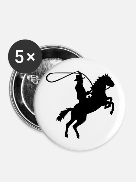 Cowboy - Buttons klein 25 mm (5er Pack) - Weiß
