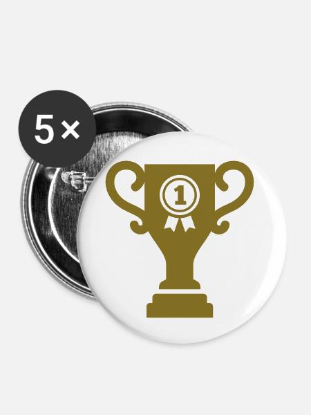 Pokal - Buttons klein 25 mm (5er Pack) - Weiß