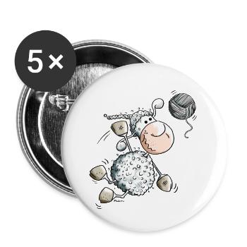 Sportliches Schaf - Buttons klein 25 mm (5er Pack) - Weiß - Vorne