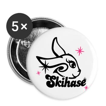 skihase_candi_2c - Buttons klein 25 mm (5er Pack) - Weiß - Vorne