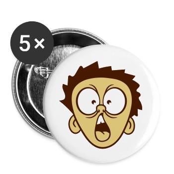 head frightened scared shock screaming boy - Buttons small 1''/25 mm (5-pack) - white - Front