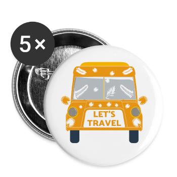 Voyage voyage vacances tour du monde liberté backpacker - Lot de 5 petits badges (25 mm) - blanc - Devant