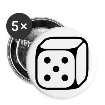5er Würfel (Fünf / 1C) - Buttons klein 25 mm (5er Pack) - Weiß - Vorne