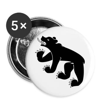 Zeichnung einer Bärensymbolflagge von Bern Schweiz - Buttons klein 25 mm (5er Pack) - Weiß - Vorne
