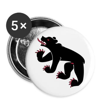 drawing of a bear symbol flag of Bern Switzerland - Buttons small 1''/25 mm (5-pack) - white - Front