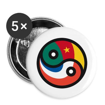 Yin & Yang - France & Cameroon - Buttons small 1''/25 mm (5-pack) - white - Front