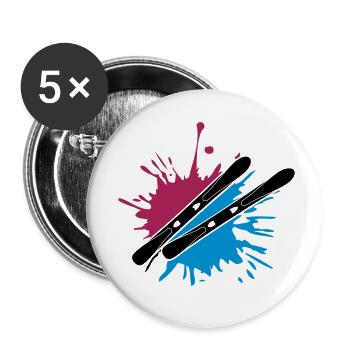 bunt klecks ski spritzer farbe graffiti 2 bretter - Buttons small 1''/25 mm (5-pack) - white - Front