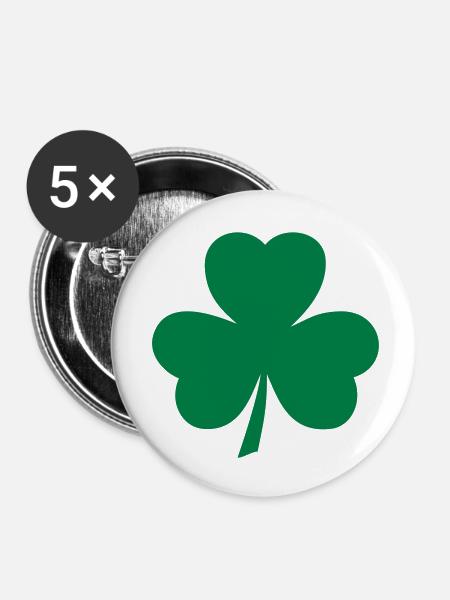 Kleeblatt Clover Shamrock - Buttons klein 25 mm (5er Pack) - Weiß