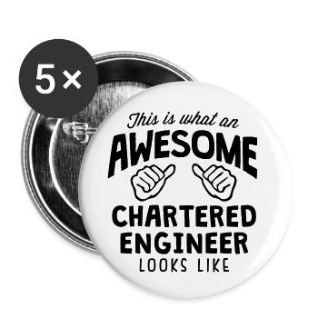 awesome chartered engineer looks like - Buttons small 1''/25 mm (5-pack) - white - Front