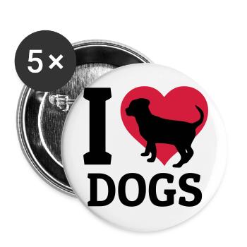 I love dogs - Buttons klein 25 mm (5er Pack) - Weiß - Vorne
