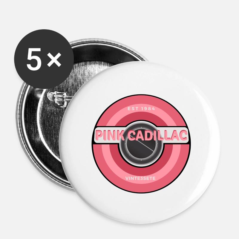 Pink Car - Buttons klein 25 mm (5er Pack) - Weiß