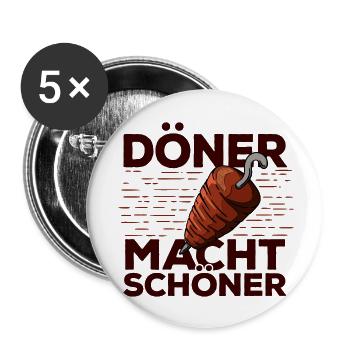 Döner Schöner Lustig Witzig Spruch Kebab Kebap - Buttons klein 25 mm (5er Pack) - Weiß - Vorne