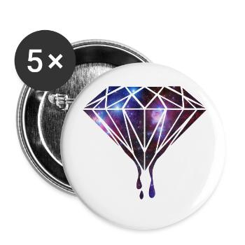 Diamond - Diamant - Galaxie - Hipster - Universum - Buttons klein 25 mm (5er Pack) - Weiß - Vorne