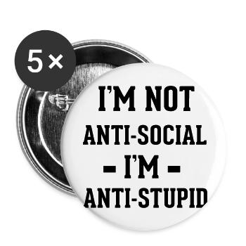 Anti-social - Buttons small 1''/25 mm (5-pack) - white - Front