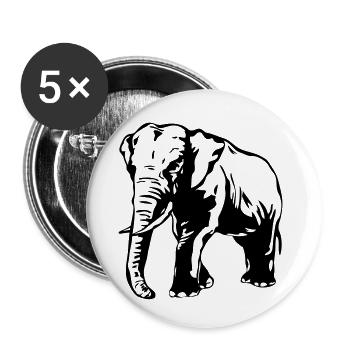 African Elephant - Buttons klein 25 mm (5er Pack) - Weiß - Vorne