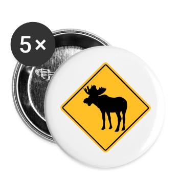 Moose Road Sign - Buttons klein 25 mm (5er Pack) - Weiß - Vorne