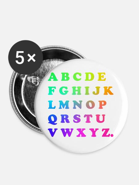 Alphabet - Buttons klein 25 mm (5er Pack) - Weiß