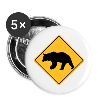 Bear Road Sign - Buttons klein 25 mm (5er Pack) - Weiß - Vorne