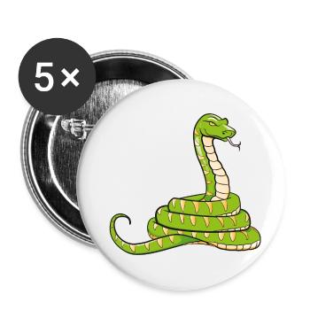 Schlange - Buttons klein 25 mm (5er Pack) - Weiß - Vorne