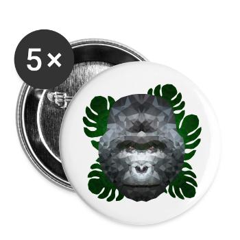 Polygon Gorilla - Buttons klein 25 mm (5er Pack) - Weiß - Vorne