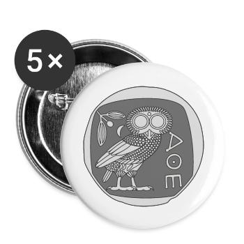 Chouette d'Athéna [Coin] - Lot de 5 petits badges (25 mm) - blanc - Devant