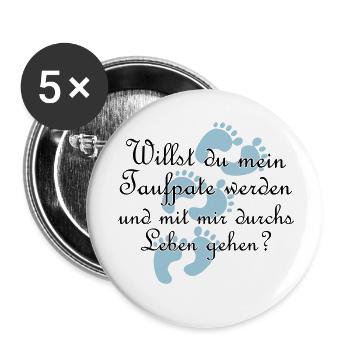 Taufpate Pate Gedi Farbe frei wählbar Geschenk - Buttons klein 25 mm (5er Pack) - Weiß - Vorne