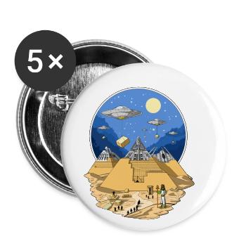 Ägyptische Pyramiden der UFO-Ausländer - Buttons klein 25 mm (5er Pack) - Weiß - Vorne
