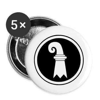 Basel flag in circle - Buttons small 1''/25 mm (5-pack) - white - Front