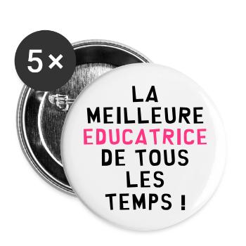 Education / Educateur / Educatrice / Ecole / Prof - Lot de 5 petits badges (25 mm) - blanc - Devant