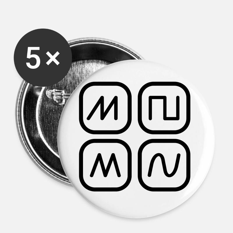 Waveforms Synthesizer Music - Buttons small 1''/25 mm (5-pack) - white