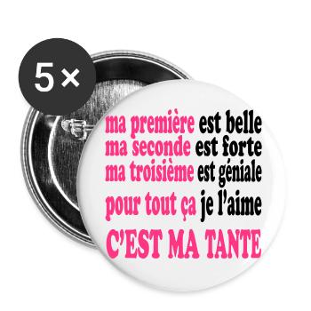Ma tante est belle - Buttons klein 25 mm (5er Pack) - Weiß - Vorne