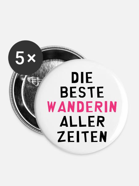 Wanderer / Wanderin / Wandern / Treck / Steigen - Buttons klein 25 mm (5er Pack) - Weiß