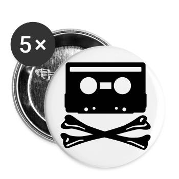 cassette tape - Lot de 5 petits badges (25 mm) - blanc - Devant