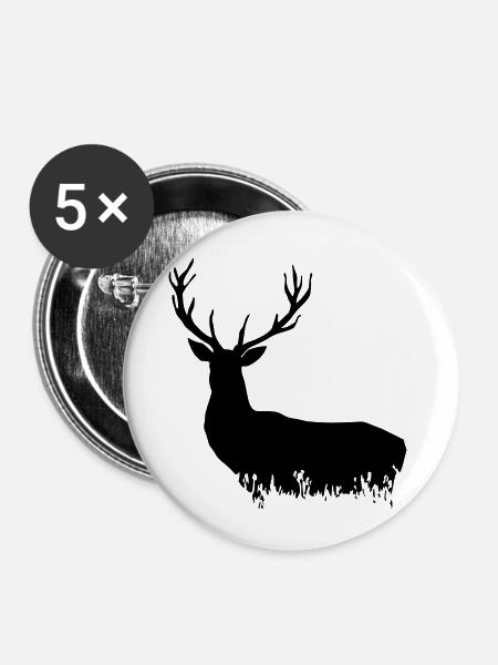 Deer - Hirsch - Buttons klein 25 mm (5er Pack) - Weiß