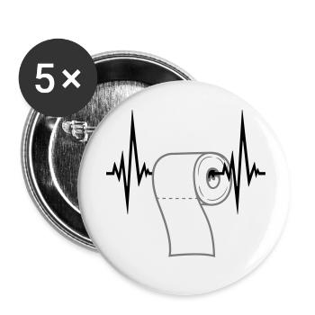 puls coeur fréquence toilette papier klopapie - Lot de 5 petits badges (25 mm) - blanc - Devant