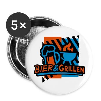 Bier & Grillen 02 - Buttons klein 25 mm (5er Pack) - Weiß - Vorne