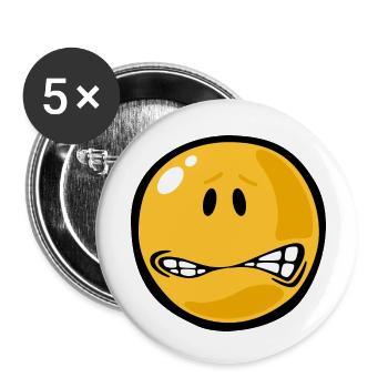 Smiley fear stressed - Buttons klein 25 mm (5er Pack) - Weiß - Vorne