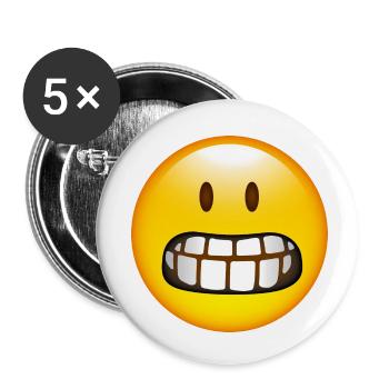 Smiley Glossy Fear - Buttons klein 25 mm (5er Pack) - Weiß - Vorne